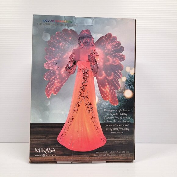 Mikasa Color Changing LED Angel Acrylic Figurine 8.5'' Battery Operated 6 Colors - Picture 4 of 6
